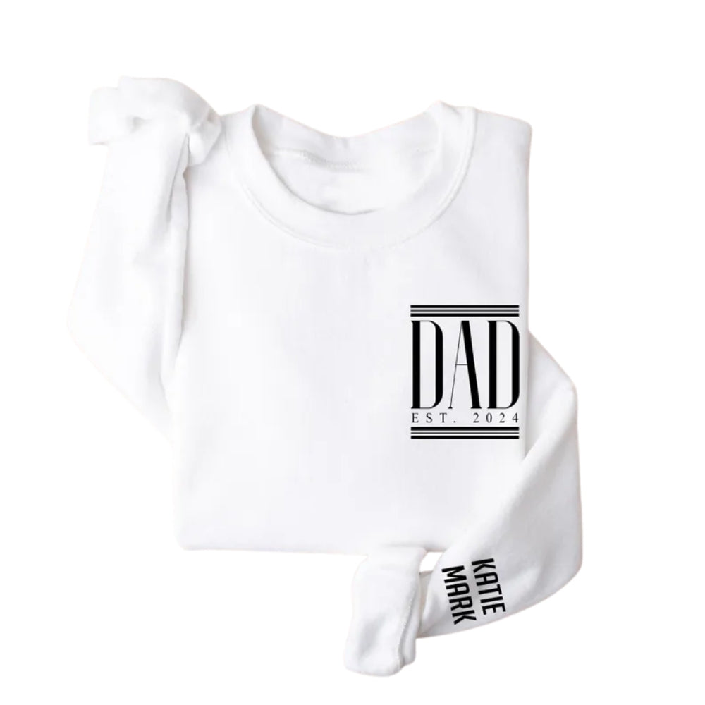 Custom Dad Sweatshirt With Kid Names On Sleeve, Custom Dad Sweatshirt 2D0528