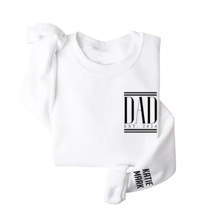 Custom Dad Sweatshirt With Kid Names On Sleeve, Custom Dad Sweatshirt 2D0528