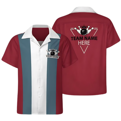 Custom Year Retro Bowling Hawaiian Shirts, Custom Team Retro Bowling Shirts BE0202