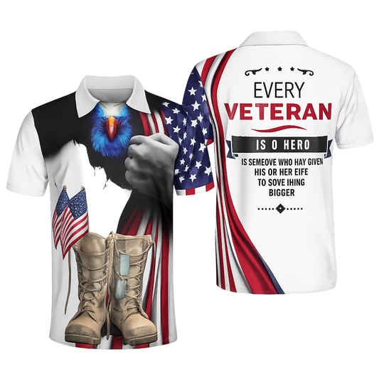 Every Veteran Is A Hero USA Flag Golf Men Polo Shirt, Veteran Golf Shirts GZ0282