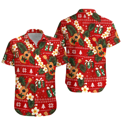 Ukulele Christmas Hawaiian Shirt For Men Women, Xmas Guitar Lover Hawaiian Shirt HE0860