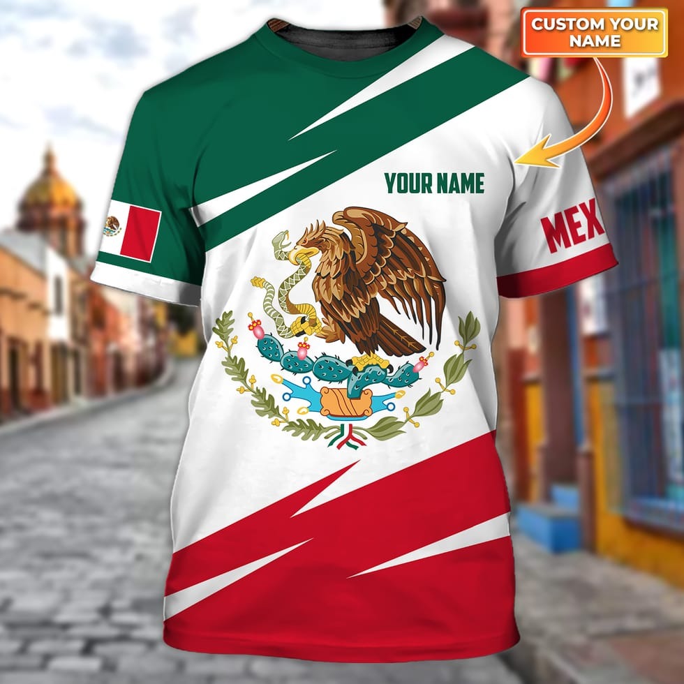 Custom With Name Mexico Golden Eagle All Over Print Tshirt 3D Tshirt, Mexican Shirt TO0771