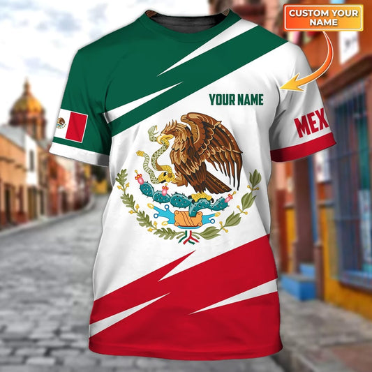 Custom With Name Mexico Golden Eagle All Over Print Tshirt 3D Tshirt, Mexican Shirt TO0771