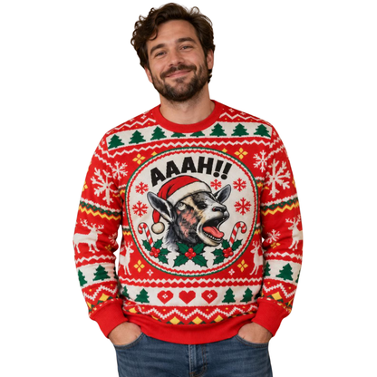 Screaming Goat Christmas Ugly Sweatshirt For Men, Goat Christmas Ugly Sweater 2D1258