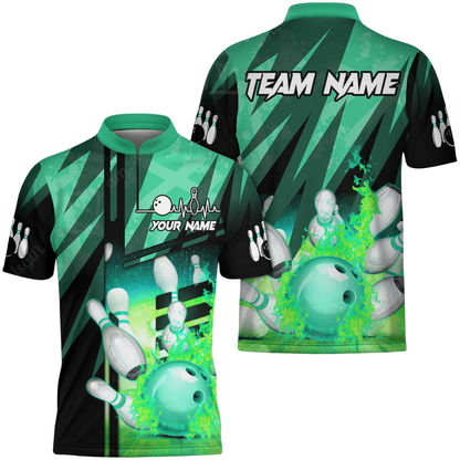 Custom Flaming Ball Red Bowling Jersey For Mens, Custom Flame Bowling Team Shirts BZ0569