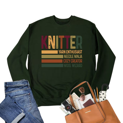 Knitter Yarn Enthusiast Needle Ninja Cozy Creator Wool Wizard Sweatshirt, Knitter Sweatshirt 2D0790