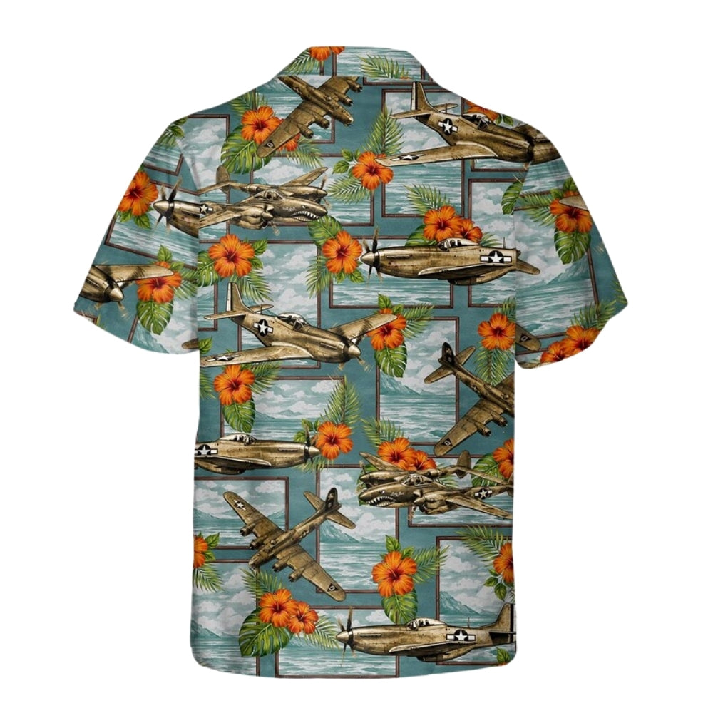 Military Aircraft Tropical Hawaiian Shirts For Men, Airplane Hawaiian Shirts For Veteran HE0177