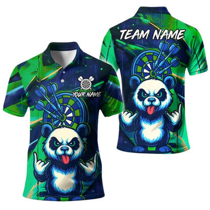 Custom Funny Panda Graffiti Darts Polo Shirt For Men, Custom Panda Darts Team Shirts DE0022