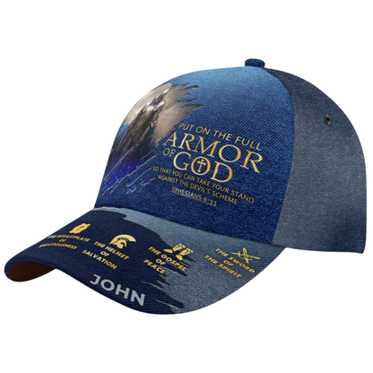 Put On The Full Armor Of God Knight Custom 3D Printed Baseball Cap, Custom God Faith Cap Hat With Name CP0590