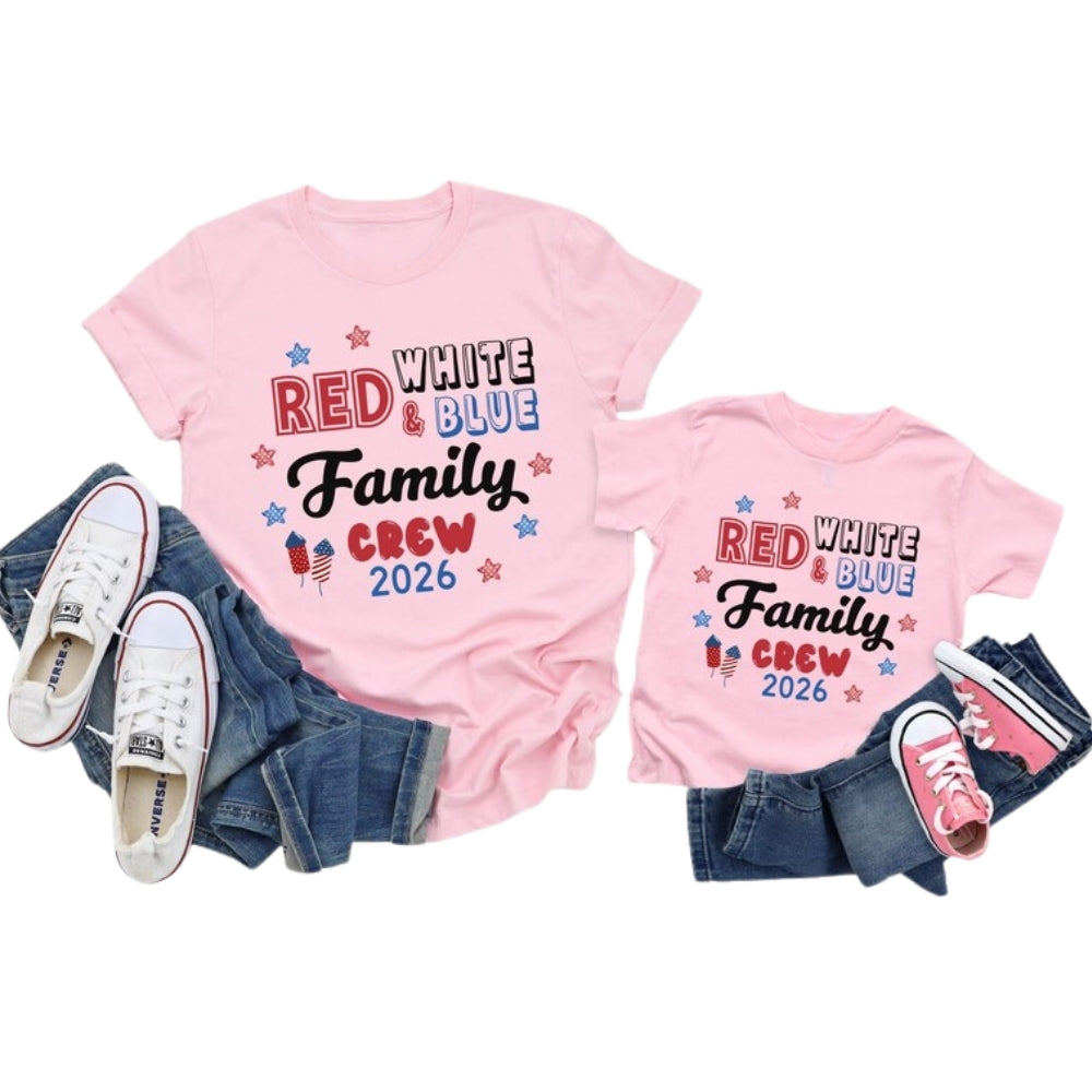 Red White Blue Family Crew Matching Family 4th Of July T Shirts, Custom Year Matching Family Independence Day Shirts ET0674
