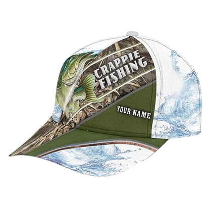 Custom Crappie Fishing Camo 3D Baseball Cap, Custom Crappie Caps Hats For Fisherman CP0210