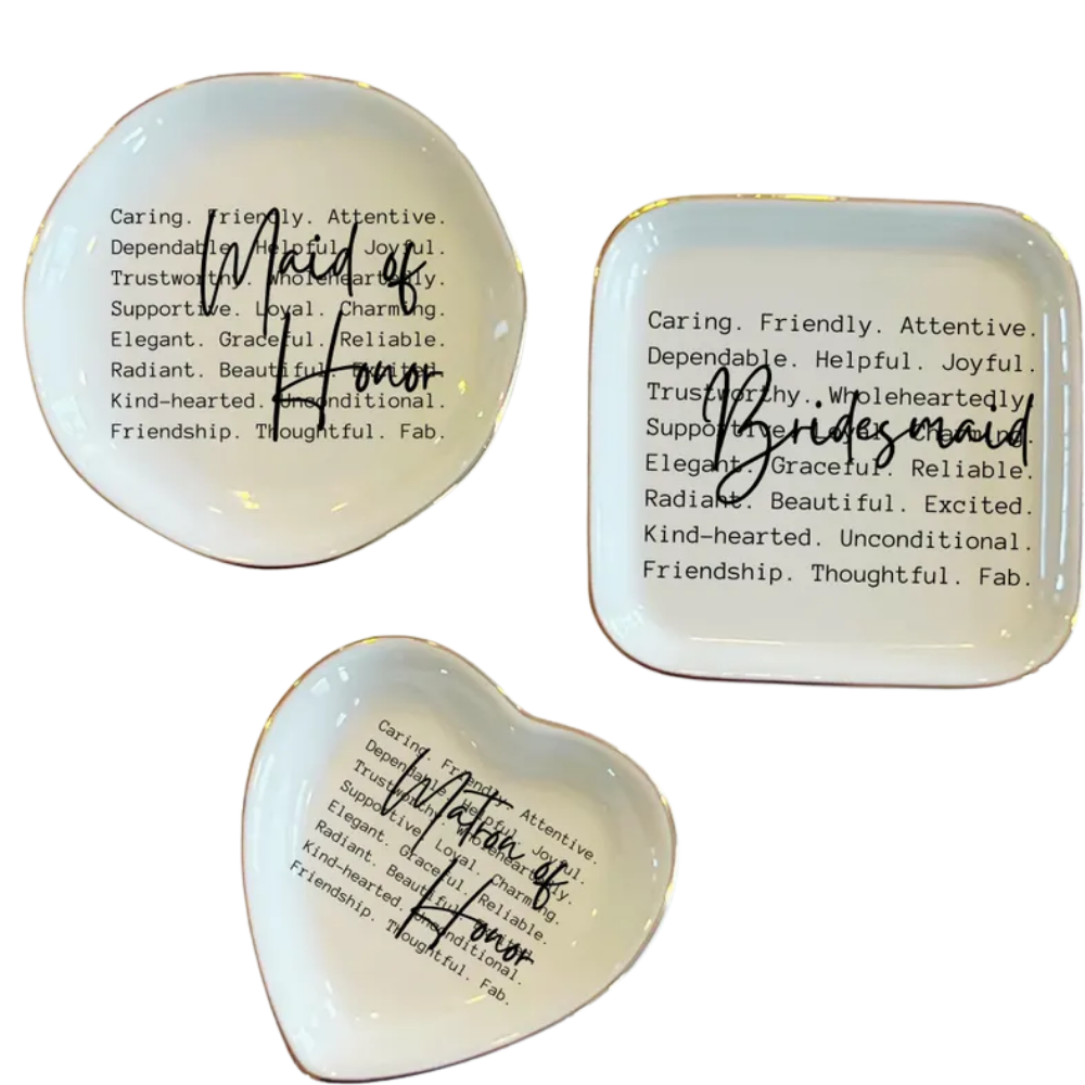 Custom Maid Of Honor Wedding Ring Dish Bridal Party Words, Custom Bridesmaid Jewelry Dish WD0503