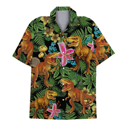 T-Rex Tropical Hawaiian Shirt For Men And Women, Dinosaur Hawaiian Shirts HE0426