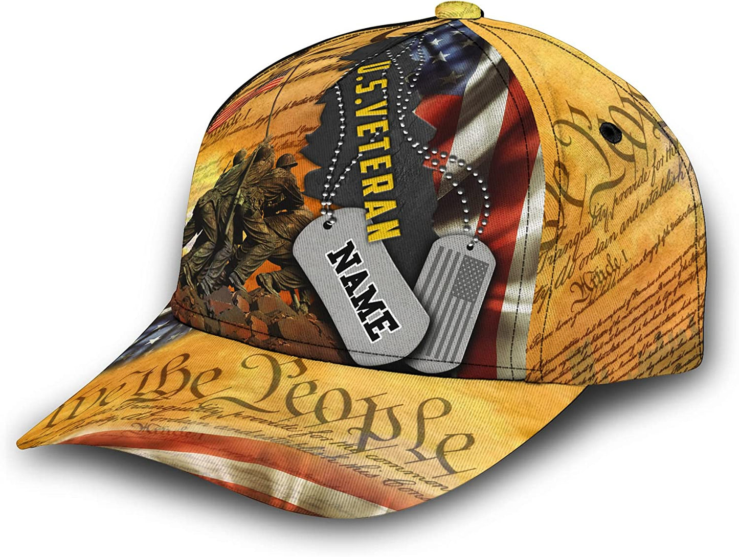 3D Printing Custom US Veteran Adjustable Snapback Cap, Personalized We The People US Flag 3D Classic Cap for Men, Veteran Day Gift CA0456