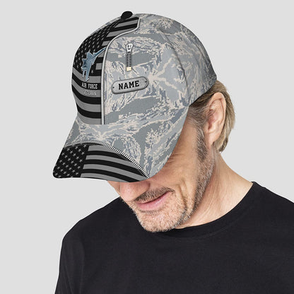 Personalized US Air Force Veteran Snapback Closure 3D Print Cap, Camouflage Pattern 3D Classic Cap for Men Women, Veteran Day Gift CA0455