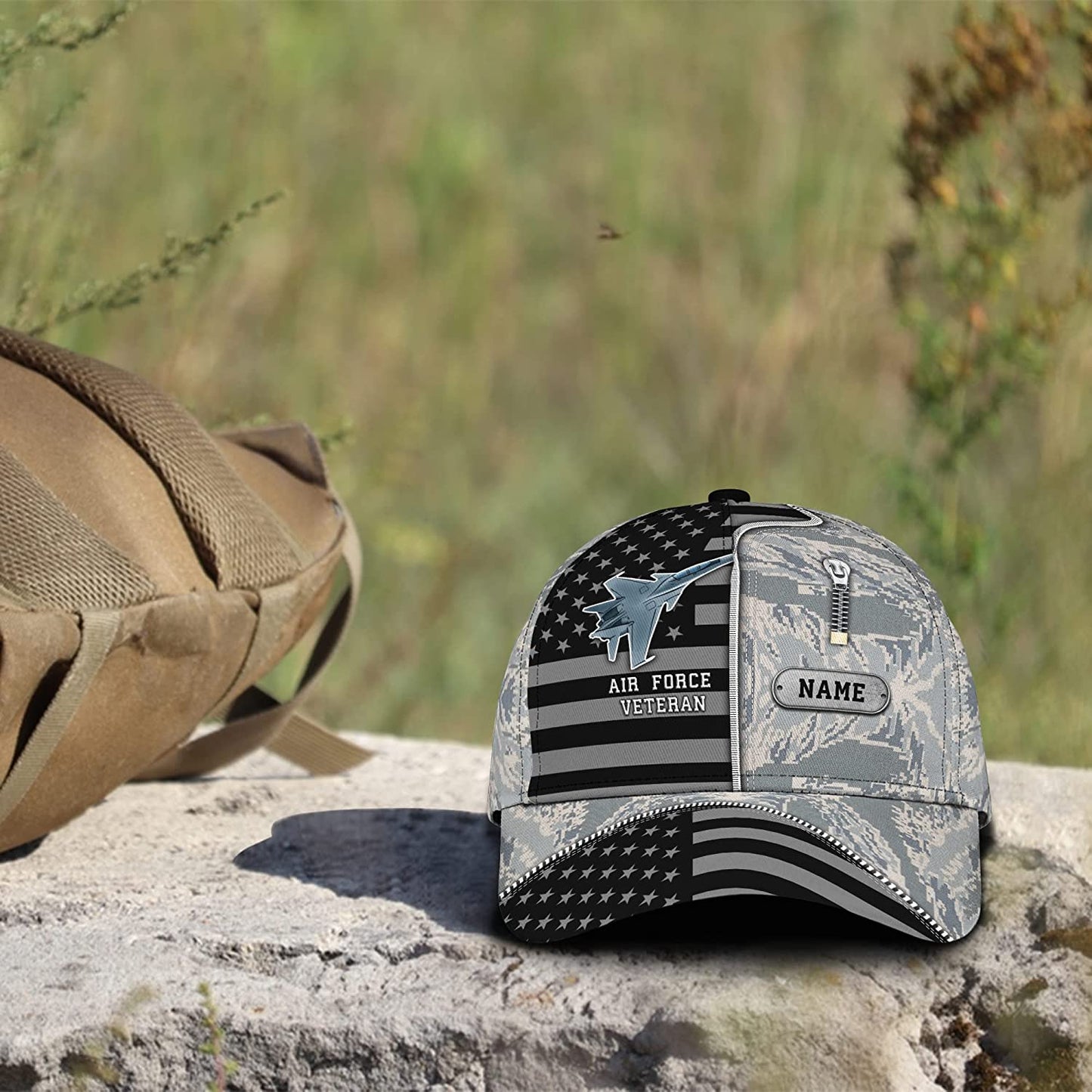 Personalized US Air Force Veteran Snapback Closure 3D Print Cap, Camouflage Pattern 3D Classic Cap for Men Women, Veteran Day Gift CA0455