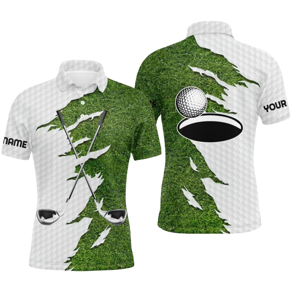 Green Grass Men's Custom Golf Polo Shirt, Custom Name Golf Shirts GE0559