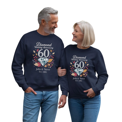 Custom Diamond Wedding Anniversary Sweatshirt For Husband Wife, Custom 60th Wedding Sweatshirt For Couple ET1664