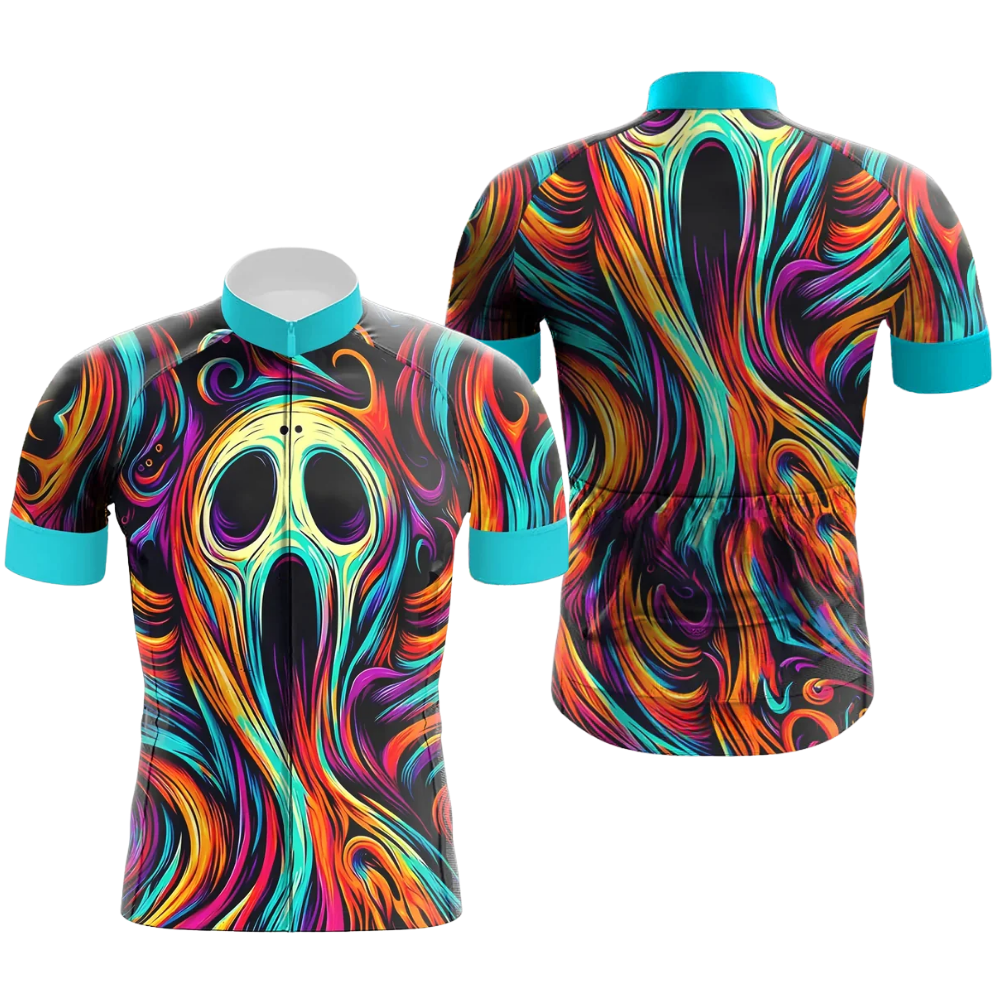Colorful Skull Cycling Short Sleeve Jersey For Men, Skull Cycling Jersey CG0865