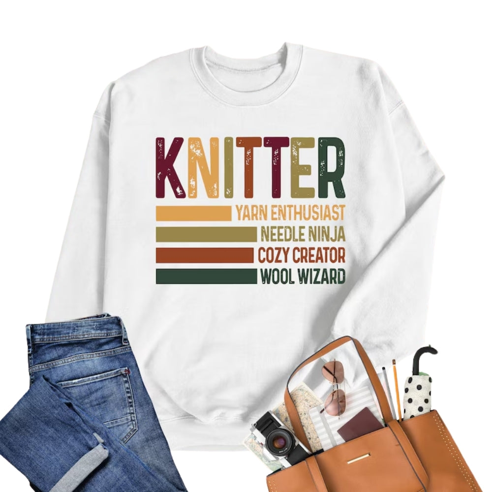 Knitter Yarn Enthusiast Needle Ninja Cozy Creator Wool Wizard Sweatshirt, Knitter Sweatshirt 2D0790