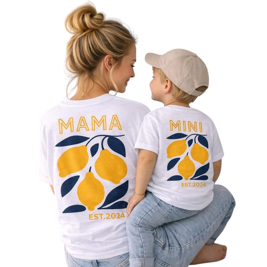 Custom Lemon Mama And Mini Matching T Shirt With Year, Custom Matching Lemon Family Shirts ET0523