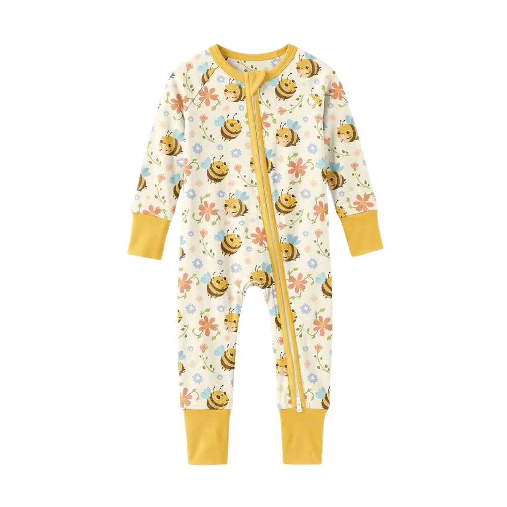 Bees Floral Baby Convertible Romper Zippy, Bee Baby Romper Convertible BB0663