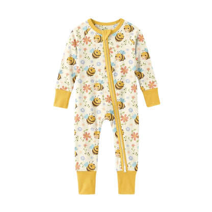Bees Floral Baby Convertible Romper Zippy, Bee Baby Romper Convertible BB0663