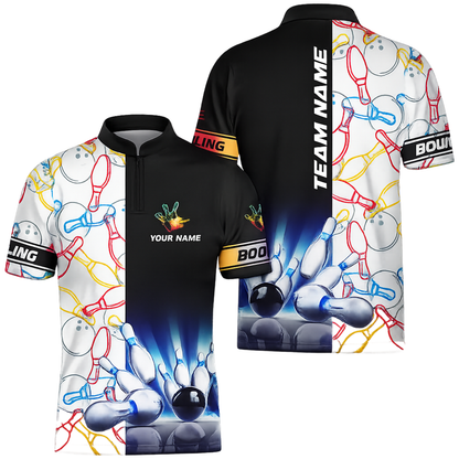 Men's Custom Colorful Pins Bowling Jersey For Team, Custom Team Bowling Shirts BZ0473