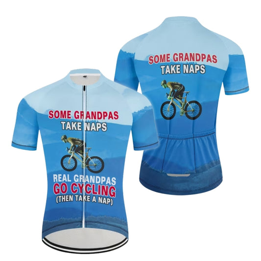 Some Grandpas Take Naps Real Grandpas Go Cycling Men's Cycling Short Sleeve Jersey, Funny Cycling Jersey CE0014