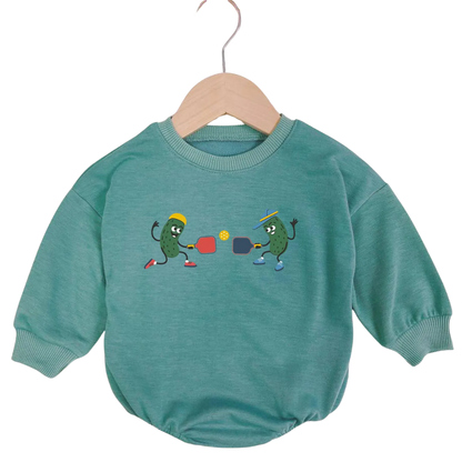 Pickle Plating Pickleball Baby Romper Sweatshirt, Funny Pickleball Romper Sweatshirt For Baby BB0539
