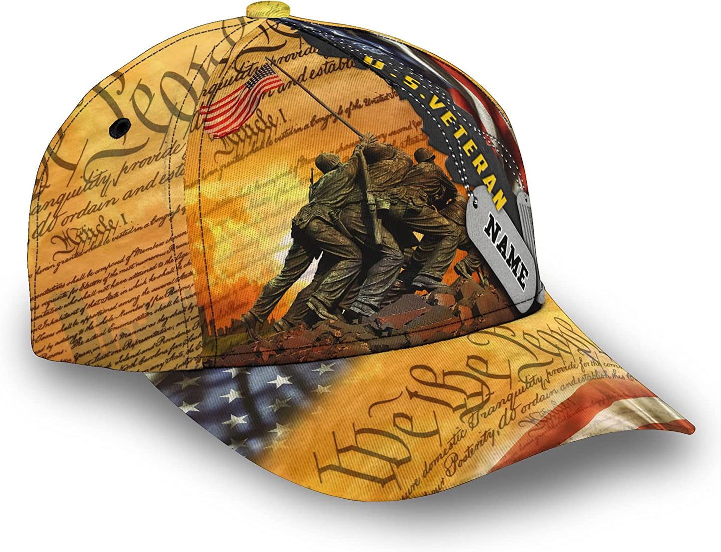 3D Printing Custom US Veteran Adjustable Snapback Cap, Personalized We The People US Flag 3D Classic Cap for Men, Veteran Day Gift CA0456