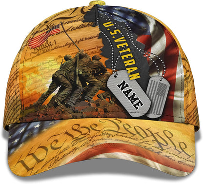 3D Printing Custom US Veteran Adjustable Snapback Cap, Personalized We The People US Flag 3D Classic Cap for Men, Veteran Day Gift CA0456