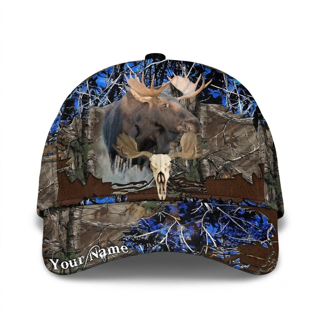 Custom Moose Hunting Camouflage Baseball Cap, Custom Moose Hunter Cap Hat CP0764