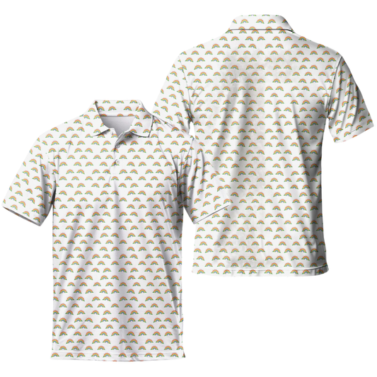 Rainbow Pattern LGBTQ Golf Polo Shirt Mens, Pride Month Golf Shirts GE0513