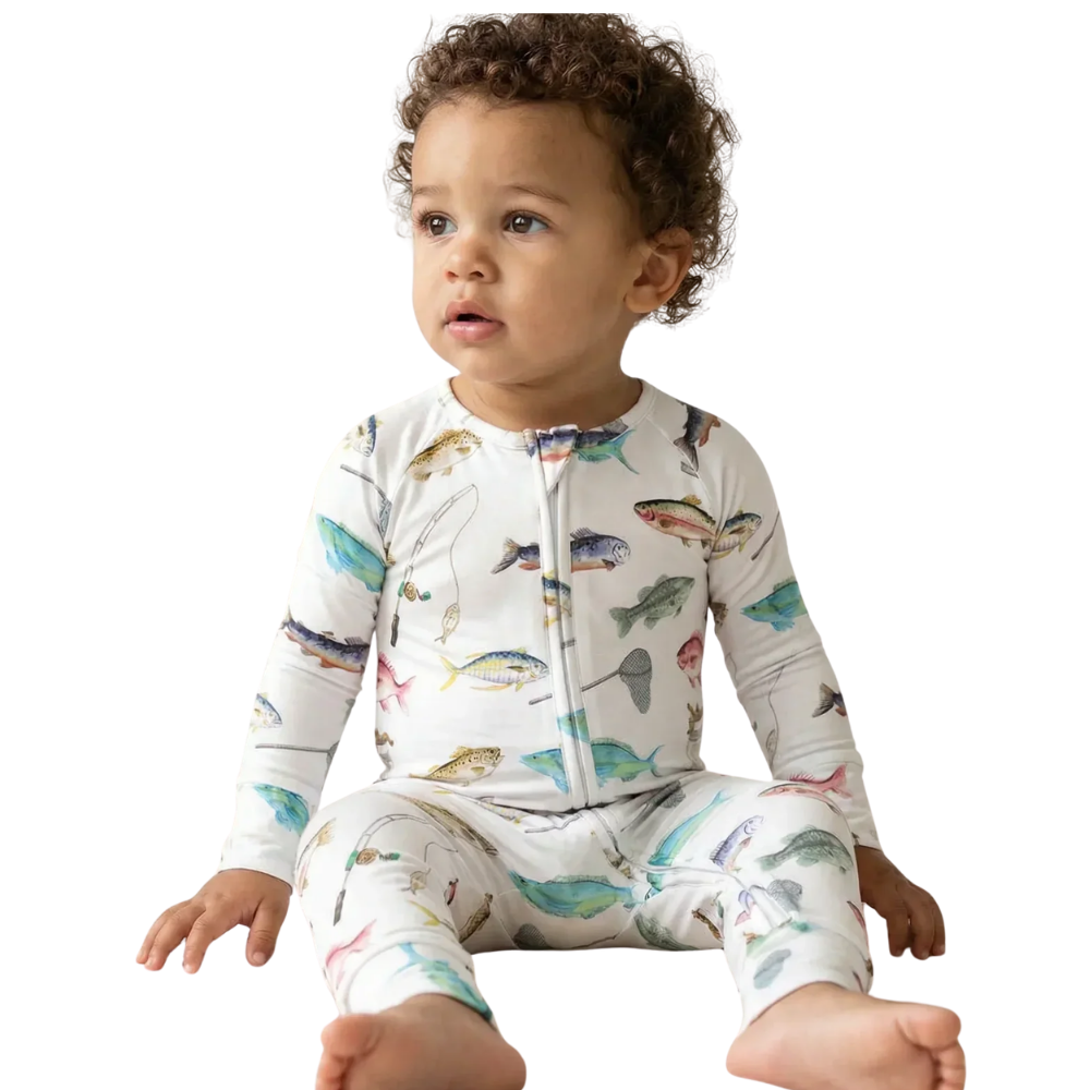 Fishing Baby Romper Convertible Zippy, Fishing Lover Baby Convertible Romper BB0909
