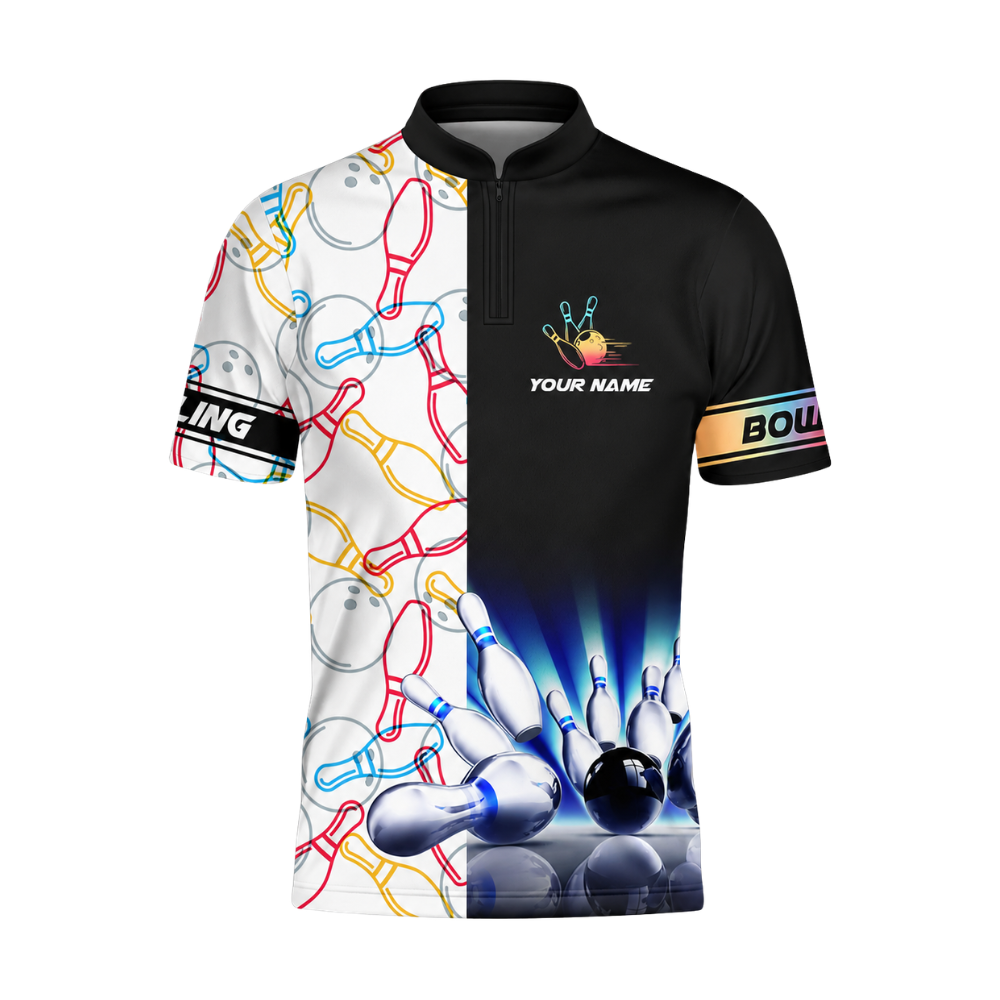Men's Custom Colorful Pins Bowling Jersey For Team, Custom Team Bowling Shirts BZ0473