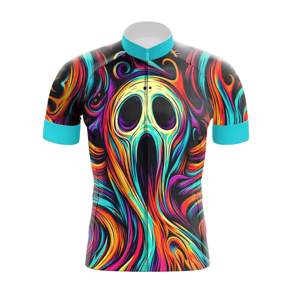 Colorful Skull Cycling Short Sleeve Jersey For Men, Skull Cycling Jersey CG0865