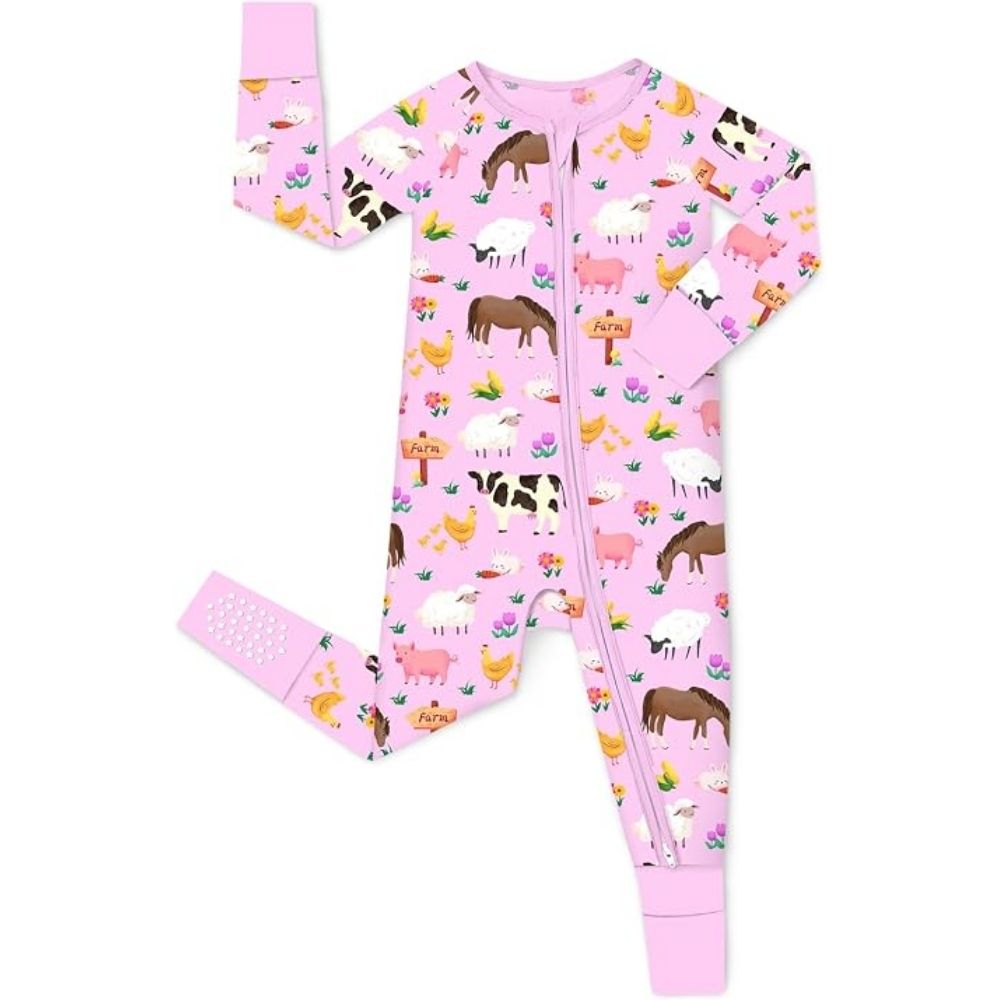 Animal Farm Romper Convertible Zippy For Baby, Farm Animal Baby Convertible Romper BB0381