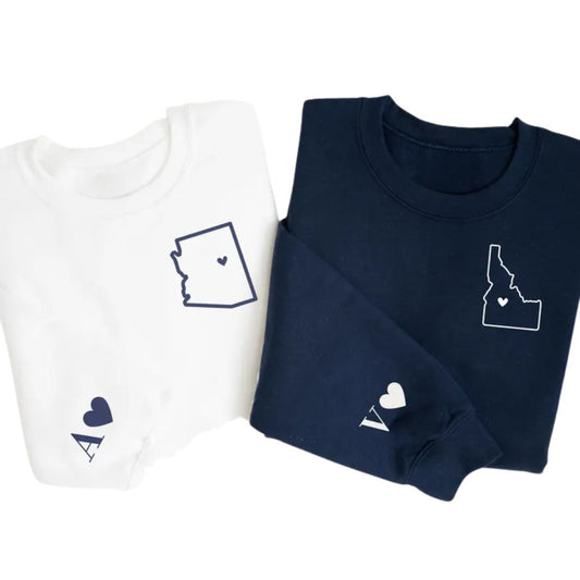 Custom Long Distance Relationship Couple Sweatshirt, Custom Long Distance Valentine Sweatshirt 2D0832