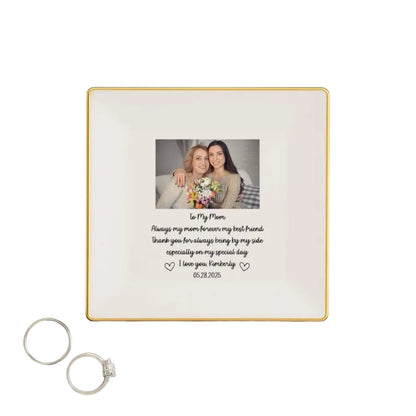 To My Mom Custom Photo Wedding Ring Dish, Custom Mother Of The Bride Jewelry Dish WD0133