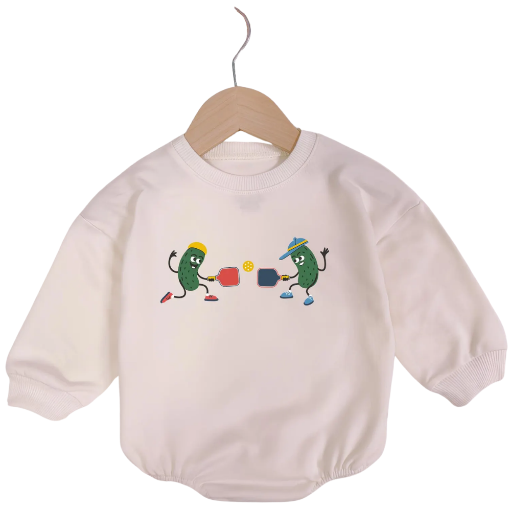Pickle Plating Pickleball Baby Romper Sweatshirt, Funny Pickleball Romper Sweatshirt For Baby BB0539