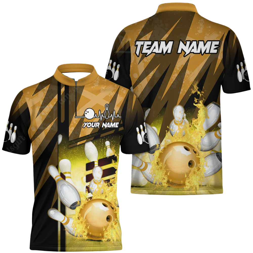 Custom Flaming Ball Red Bowling Jersey For Mens, Custom Flame Bowling Team Shirts BZ0569