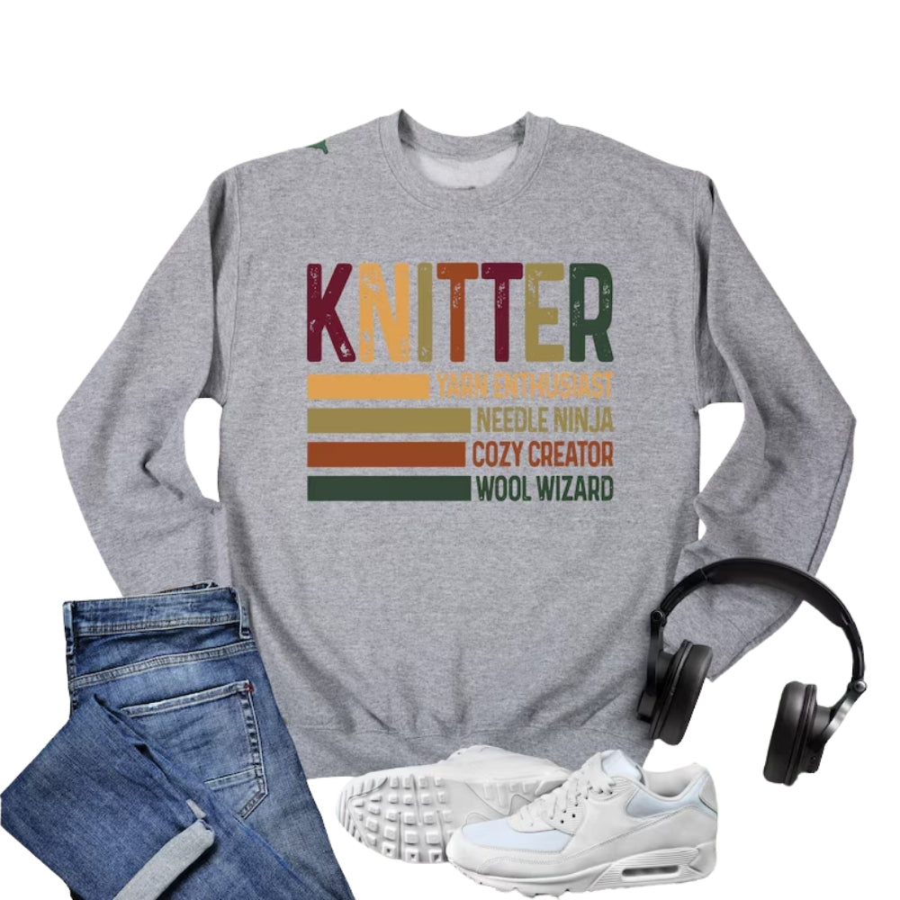 Knitter Yarn Enthusiast Needle Ninja Cozy Creator Wool Wizard Sweatshirt, Knitter Sweatshirt 2D0790