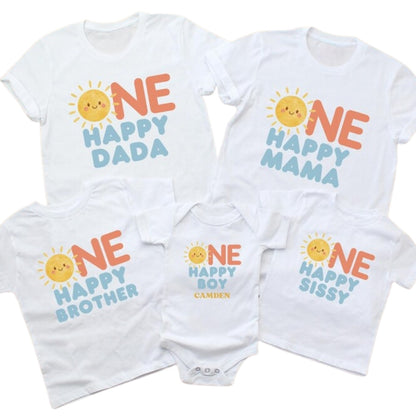 Personalized One Happy Sunshine 1st Birthday Family T Shirts, Custom First Birthday Matching Shirts For Family ET0238