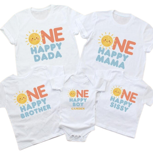 Personalized One Happy Sunshine 1st Birthday Family T Shirts, Custom First Birthday Matching Shirts For Family ET0238