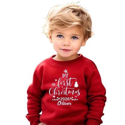 First Christmas As Dad Mom Custom Family Matching Sweatshirt, Personalized First Christmas Family Sweatshirts ET1493
