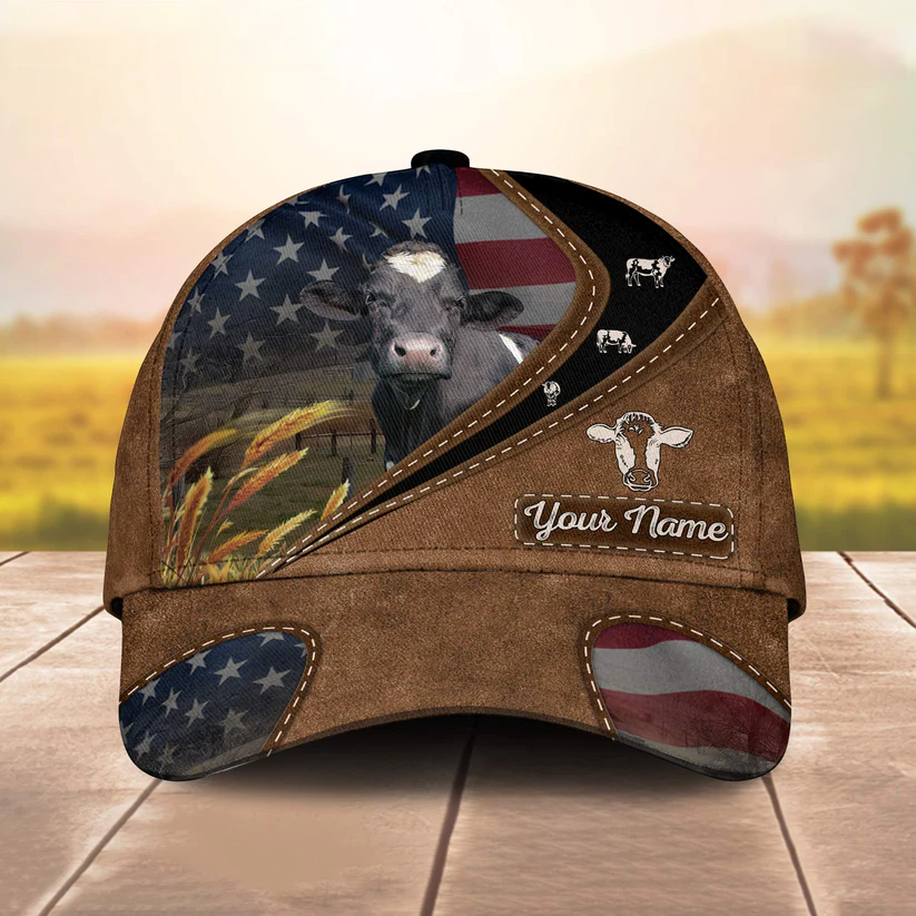 Holstein Leather Pattern American Customized Name Cap CA0136