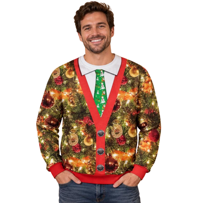 Christmas Faux Cardigan Sweatshirt For Men, Funny Christmas Sweatshirt 3D Printed 2D1259