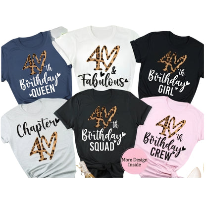 40th Birthday Queen Leopard Matching Birthday Crew T Shirts, Custom Age Leopard Birthday Matching Shirts ET0860