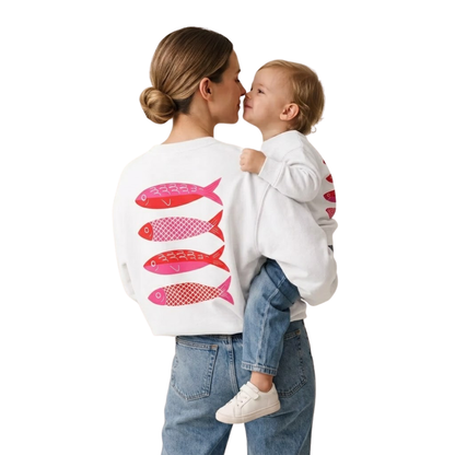 Sardines Fish Mommy And Me Sweatshirt Matching, Fishing Lover Family Sweatshirt ET1665
